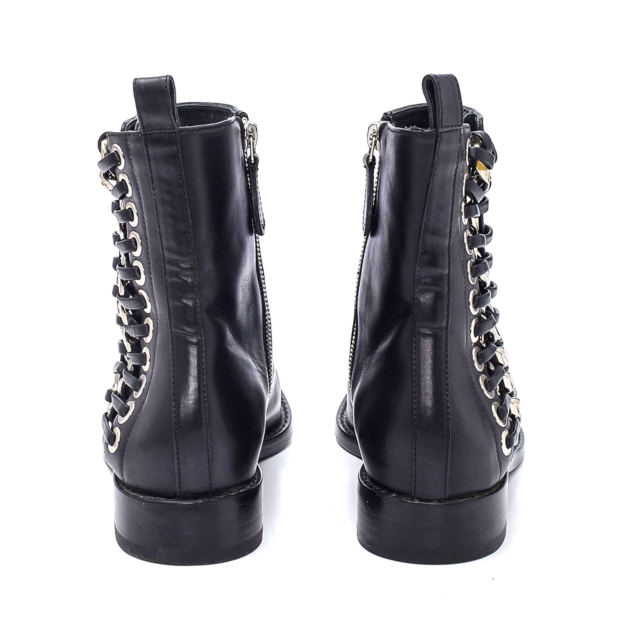 Alexander McQueen - Black Leather Chain Detail Western Boots